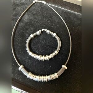 Steel Spacers Necklace and Bracelet Set